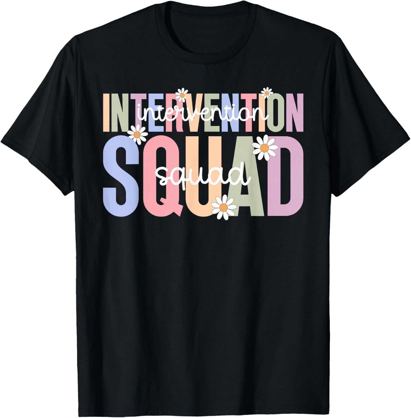 Boho Intervention Squad Intervention Teacher Team T-Shirt - T-Shirt | Black