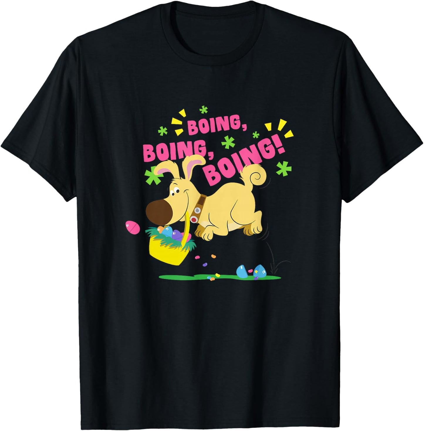 Disney Pixar Up Easter Spring Dug Boing Boing Bunny Hop T-Shirt - T-Shirt | Black
