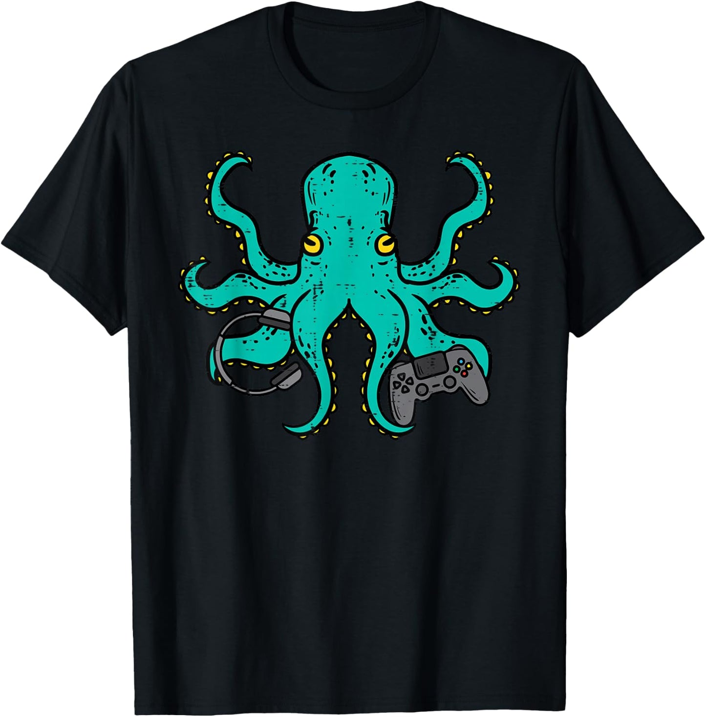 Gamer Shirts Video Games Boys Men Girls Kids Gift Octopus Gamer Funny Gaming -Multiaged Black Short Sleeve Size Small T-Shirt - T-Shirt | Black