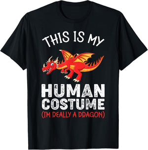 This Is My Human Costume I'm Really A Dragon Funny Dragon T-Shirt - T-Shirt | Black