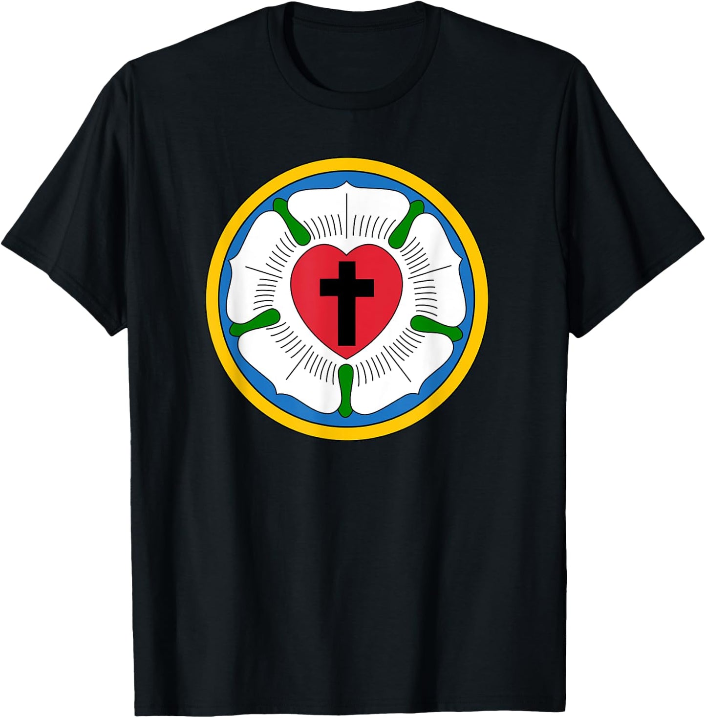 Lutheran 95 Theses Martin Luther Rose Reformation Concords T-Shirt - T-Shirt | Black