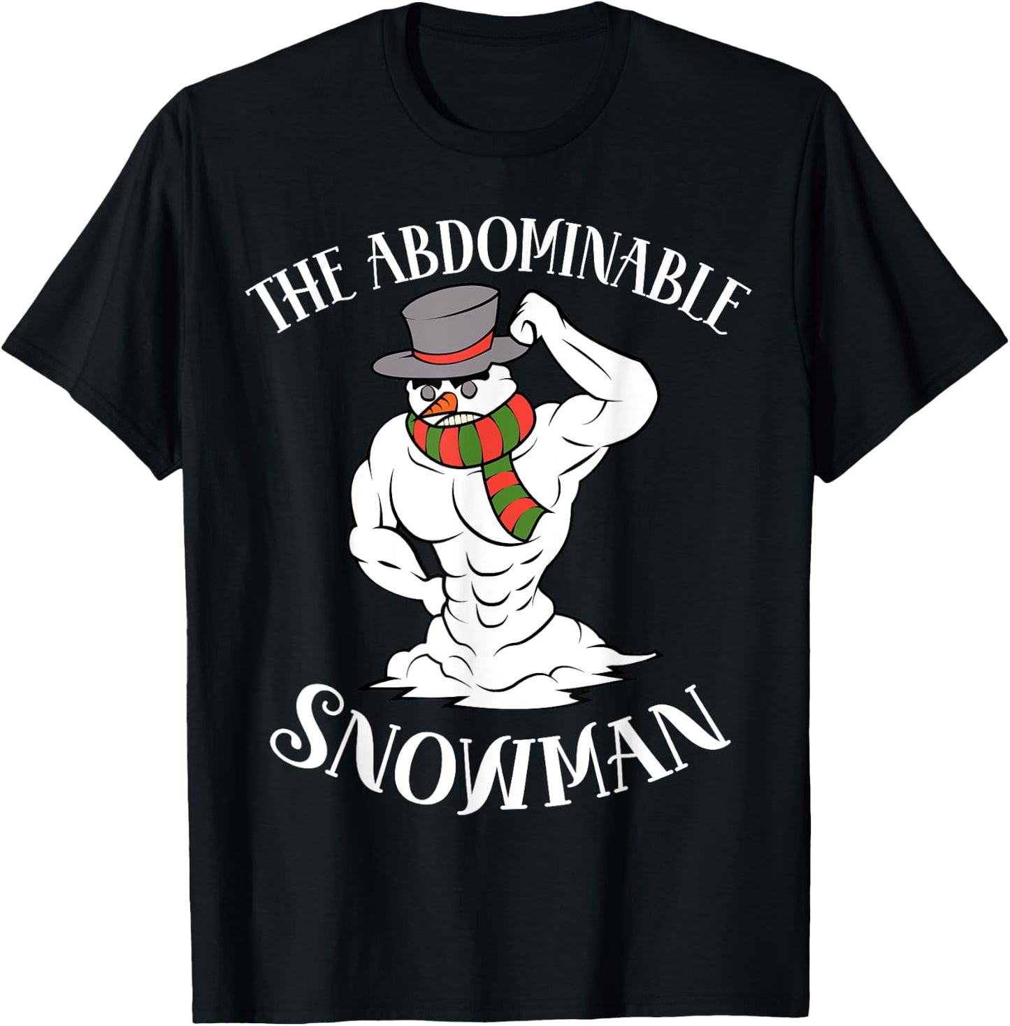 Funny Christmas Workout Xmas Abominal Snowman Abdominal Gift T-Shirt - T-Shirt | Black