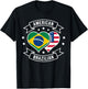 Half American Half Brazilian USA Flag Brazil America T-Shirt - T-Shirt | Black
