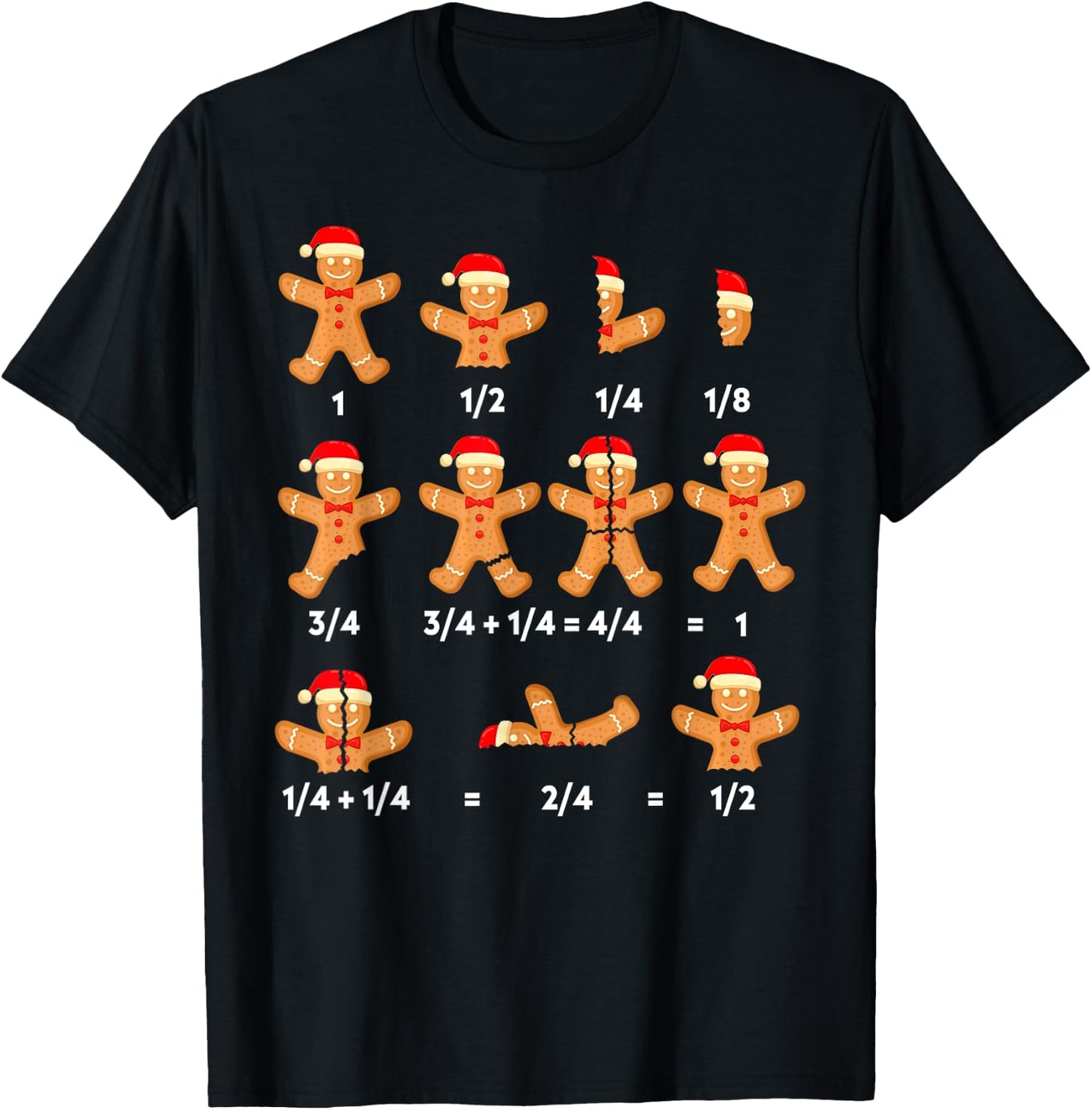 Christmas Math Teacher Equation Gingerbread Cookie Santa Hat Men Women Kids T-Shirt - T-Shirt | Black