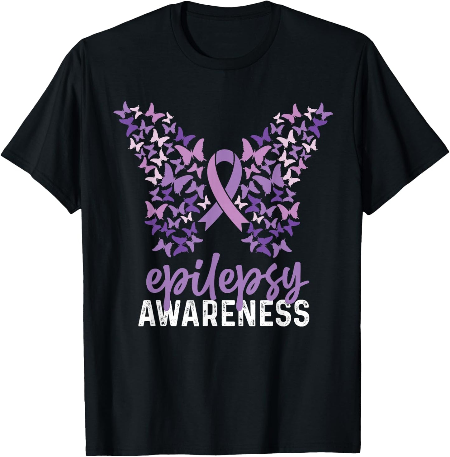 Epilepsy Awareness Butterfly Ribbon T-Shirt - T-Shirt | Black