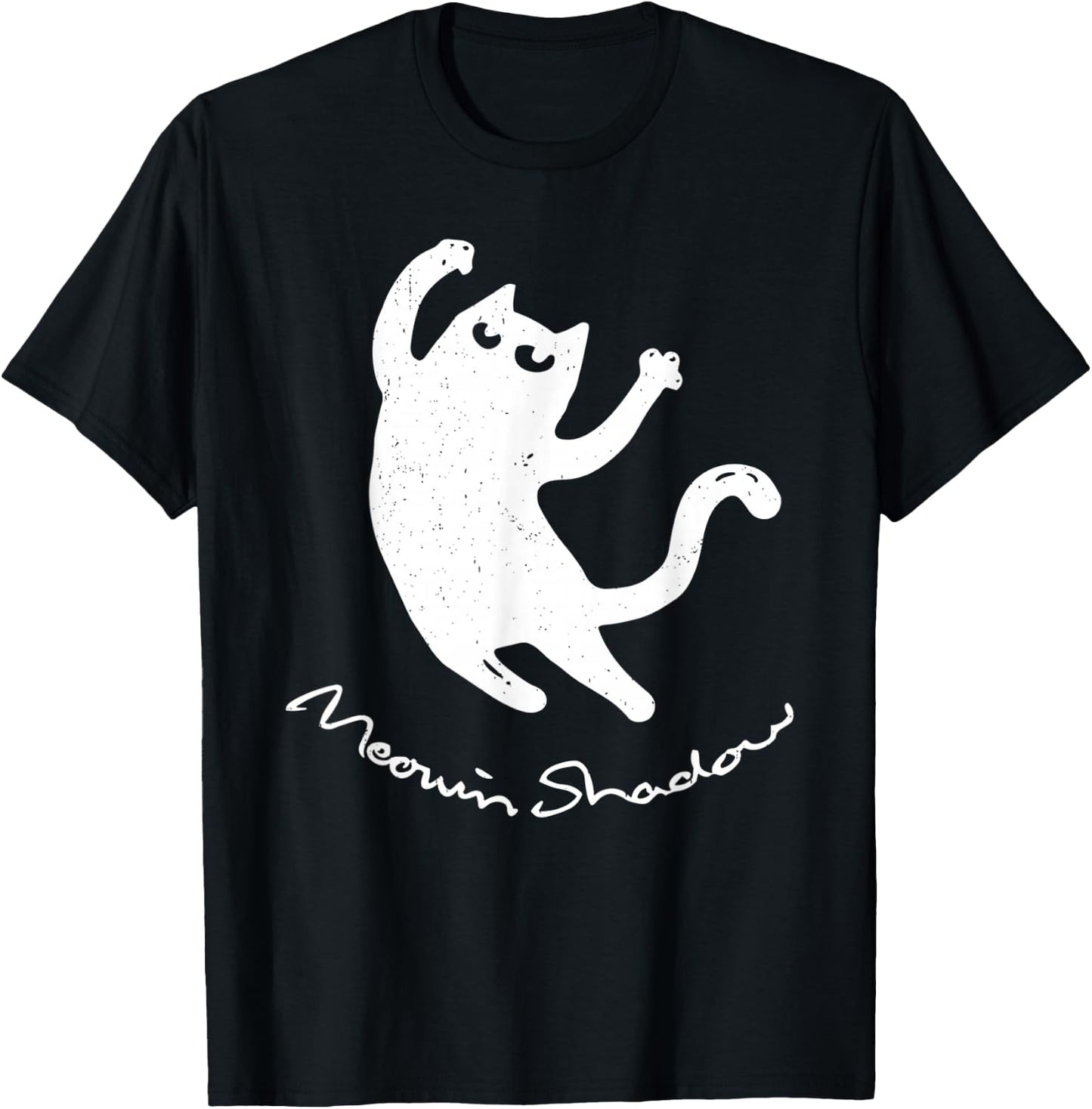 Vintage Cat Moving Shadow Khmm Meowing Kitten Shadow Light T-Shirt - T-Shirt | Black
