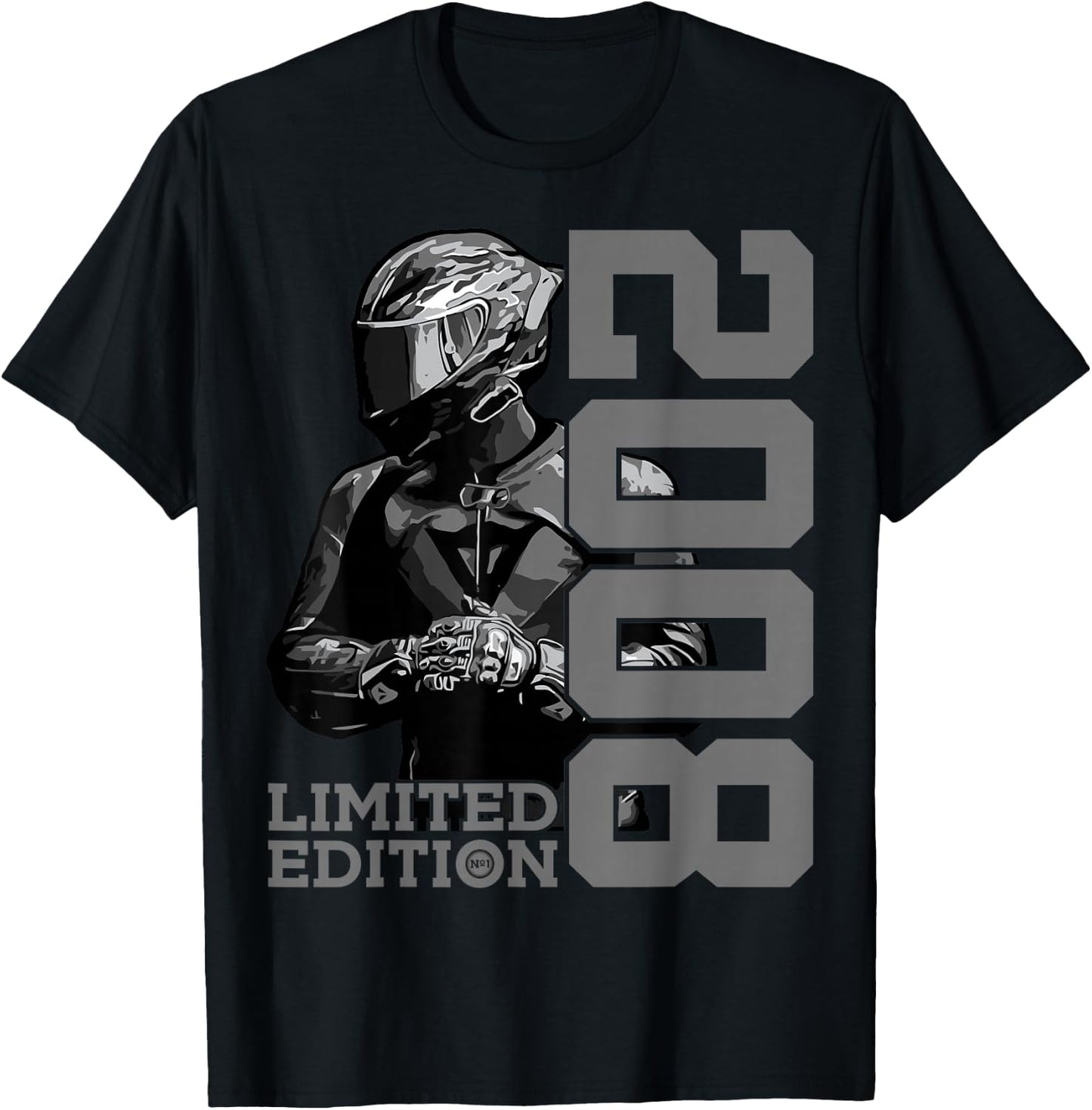 LIMITED EDITION 2008 BIKER MOTORCYCLE 17TH BIRTHDAY , black, S T-Shirt - T-Shirt | Black
