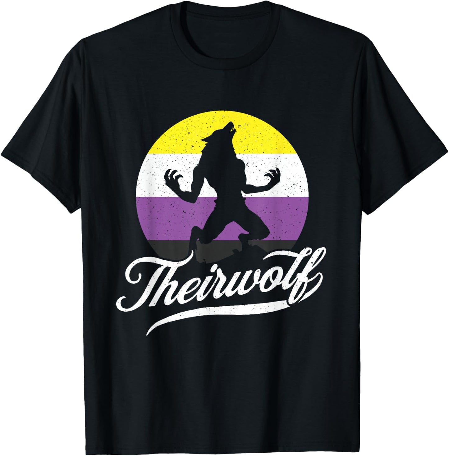 Theirwolf Non Binary Pride Nonbinary NB Enby Flagge LGBTQIA+ T-Shirt - T-Shirt | Black