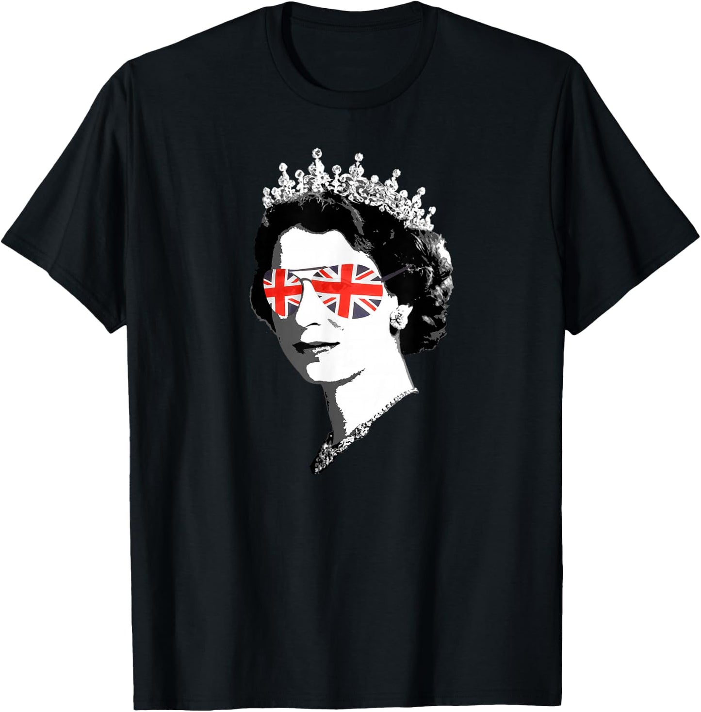 Queen Elizabeth II - British Sunglasses Meme , Black T-Shirt - T-Shirt | Black