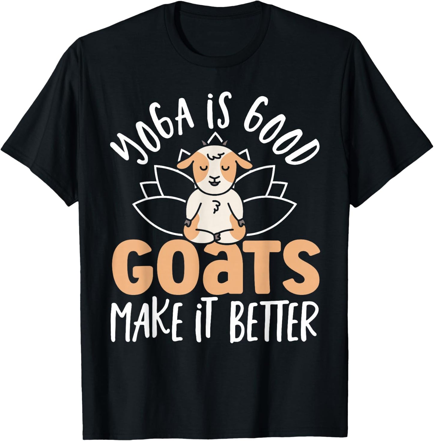 Yoga Goat Lotus Flower Yogi Women Meditation Goat Yoga T-Shirt - T-Shirt | Black