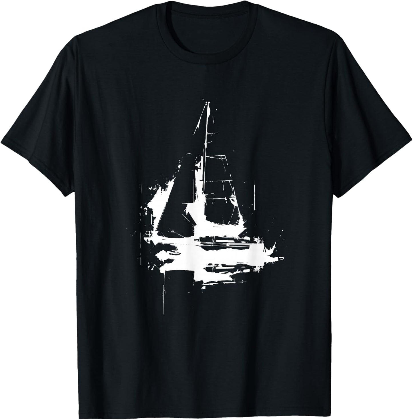 Sailing Boat Drawing Sailor Sailing Tour , black T-Shirt - T-Shirt | Black