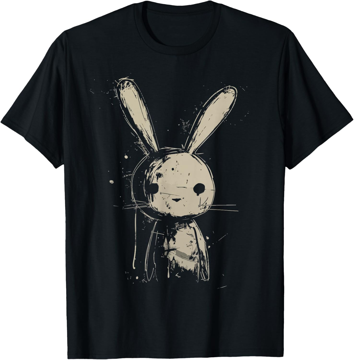 Grunge Bunny Creepy Cute Rabbit Goth Alt Scary Sad Aesthetic T-Shirt - T-Shirt | Black