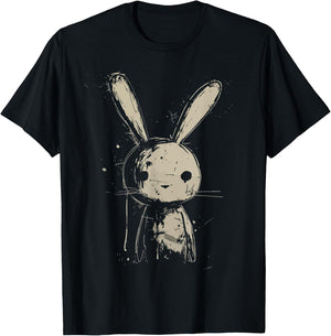 Grunge Bunny Creepy Cute Rabbit Goth Alt Scary Sad Aesthetic T-Shirt - T-Shirt | Black