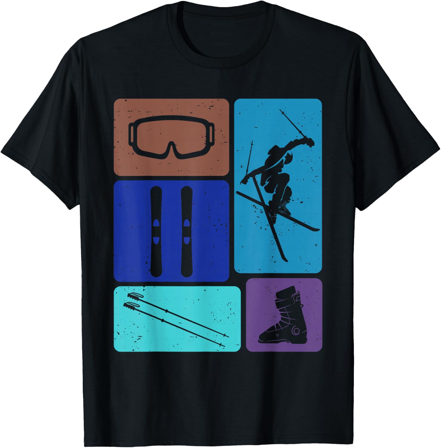 Funny Skiing Ski Snow Adventure Winter Sports Lovers Outfit T-Shirt - T-Shirt | Black