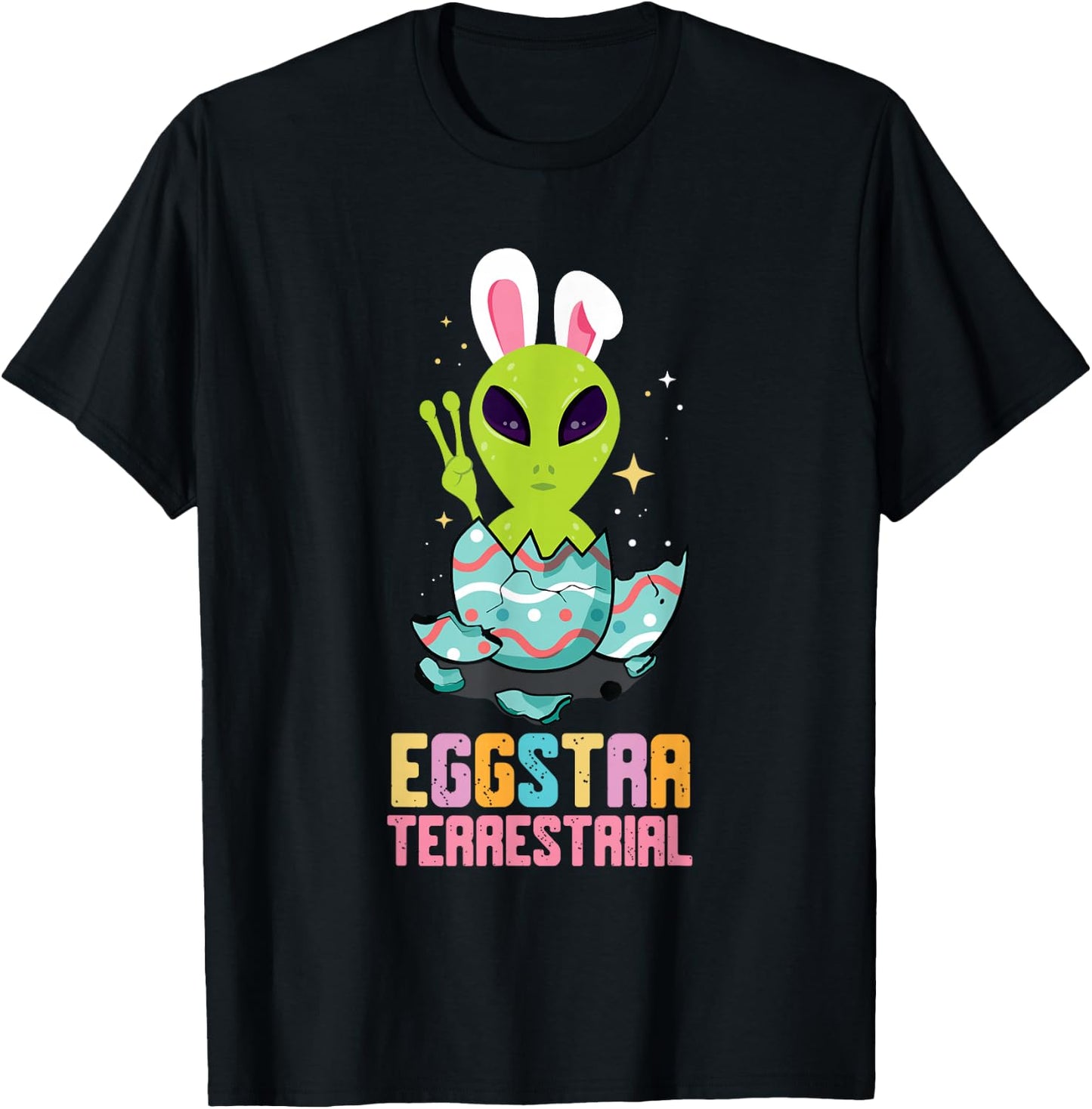 Eggstraterrestrial Easter Bunny Alien Believer Easter Eggs T-Shirt - T-Shirt | Black