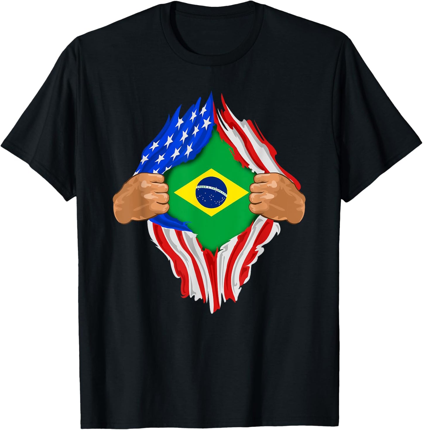 Brazilian Blood Inside Me | Brazil Flag Gift T-Shirt - T-Shirt | Black