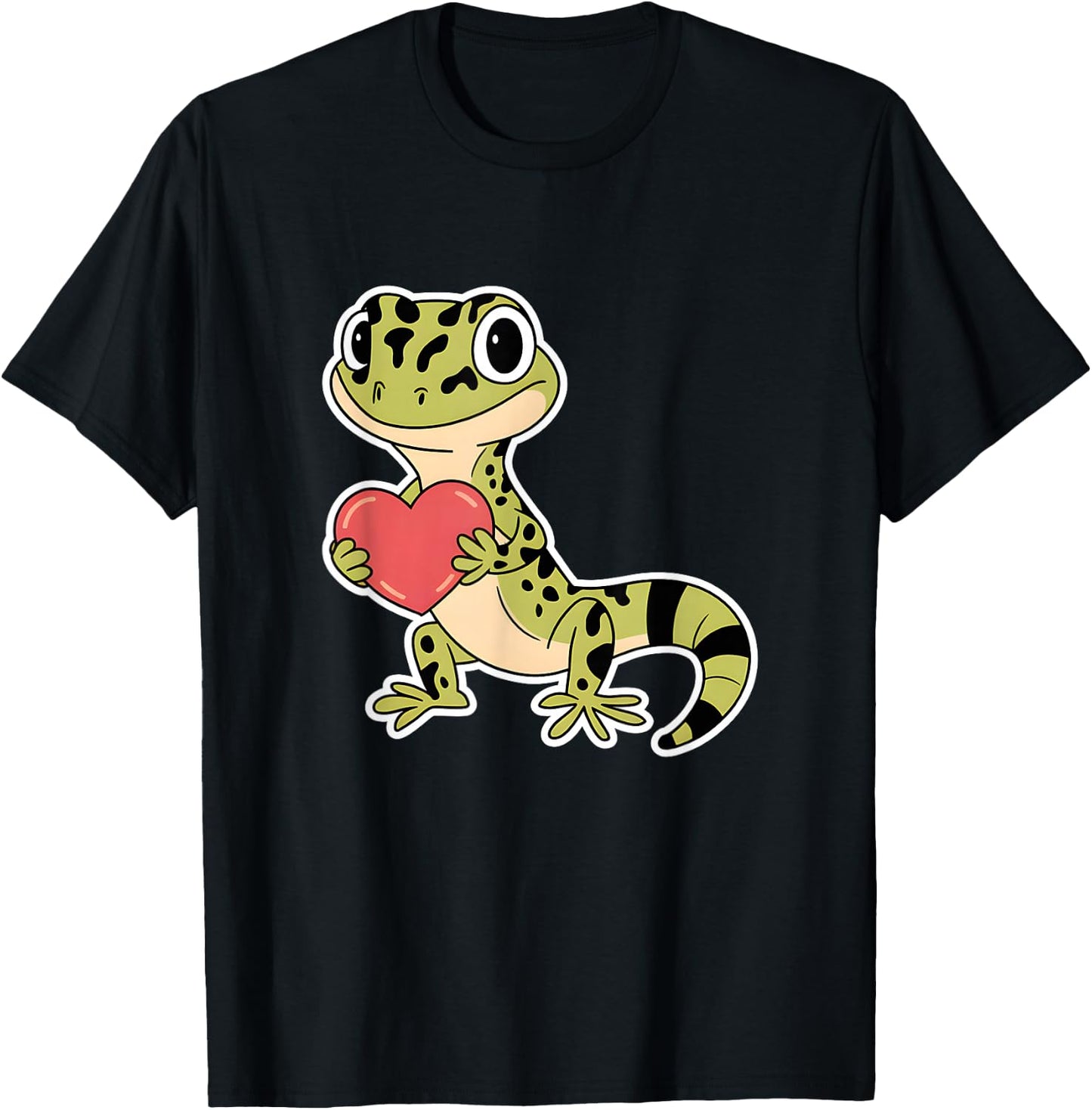 Leopard Gecko Animal Valentine Lovers Reptile T-Shirt - T-Shirt | Black