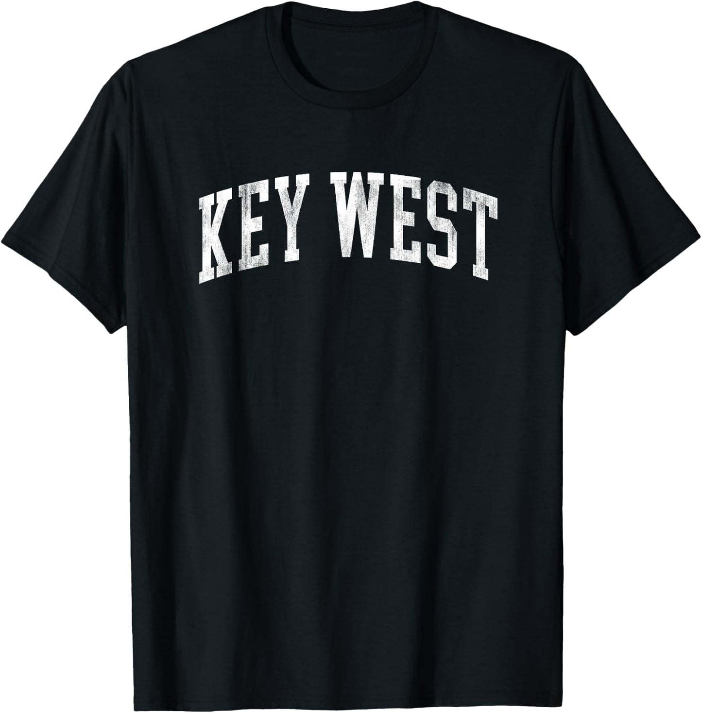 Key West Florida Retro Varsity Arched Text Vintage Souvenir T-Shirt - T-Shirt | Black