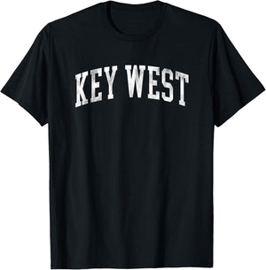 Key West Florida Retro Varsity Arched Text Vintage Souvenir T-Shirt - T-Shirt | Black