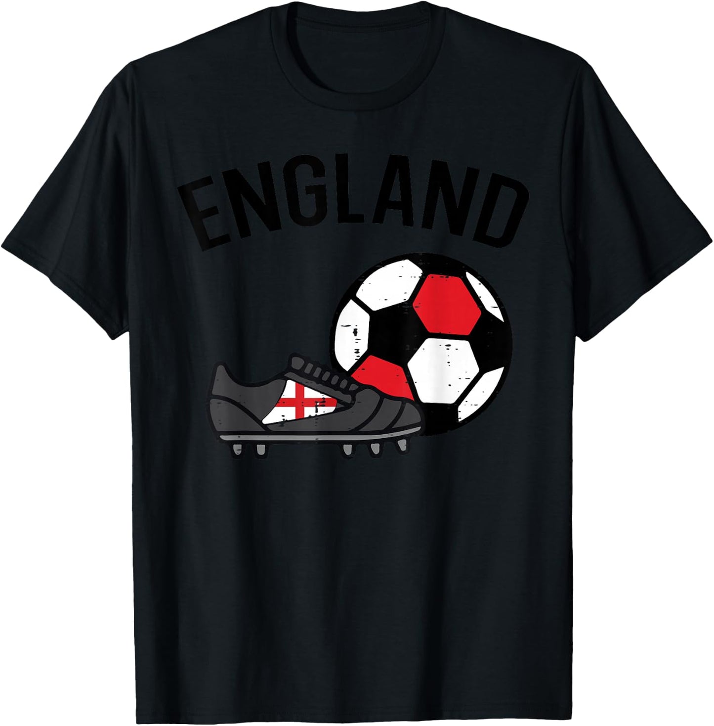 England Flag Soccer Ball Shoes Football Fan Men Women Kids T-Shirt - T-Shirt | Black