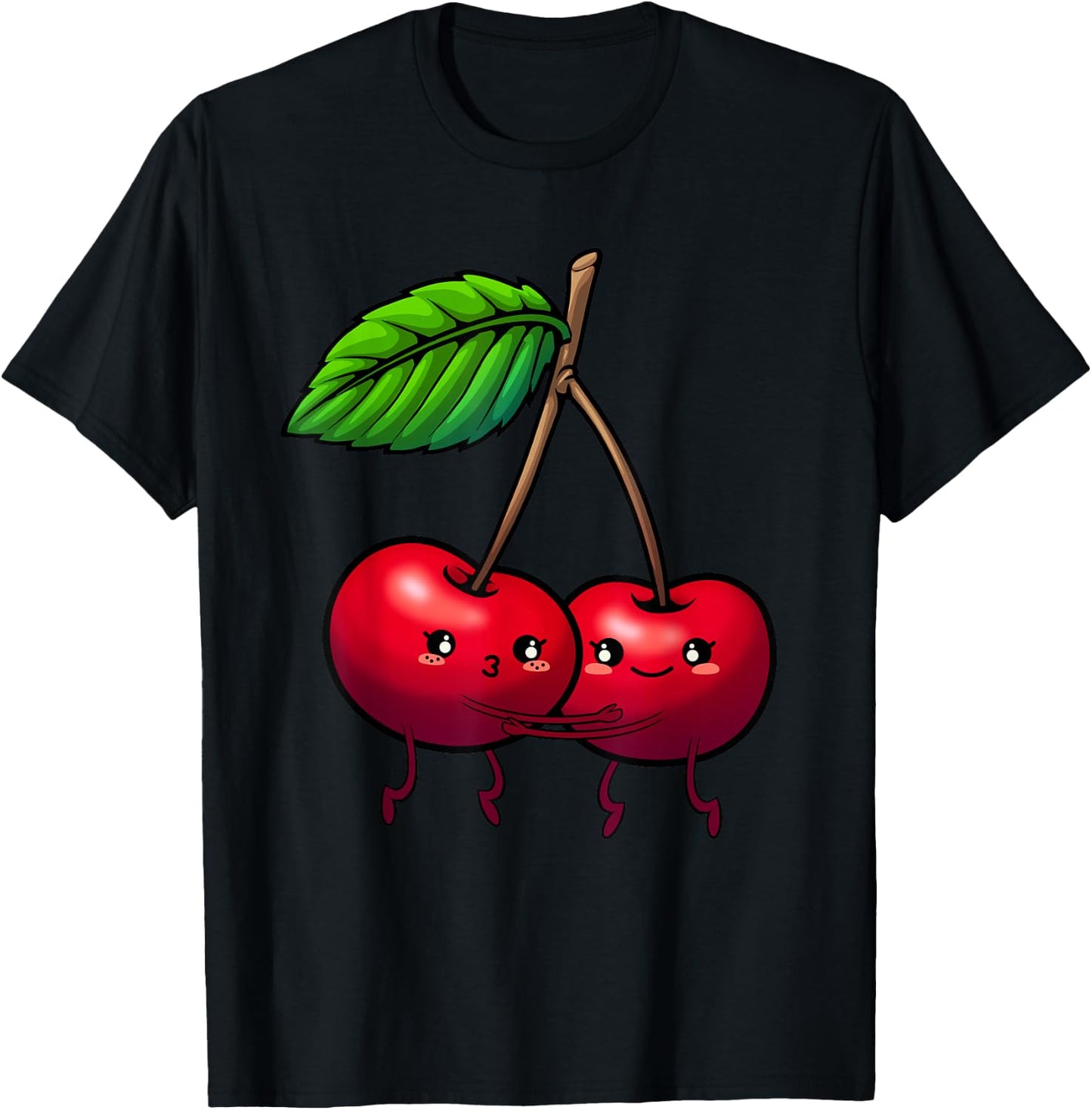 Cute Cherry Graphic Women Kids Red Cherries Print T-Shirt - T-Shirt | Black
