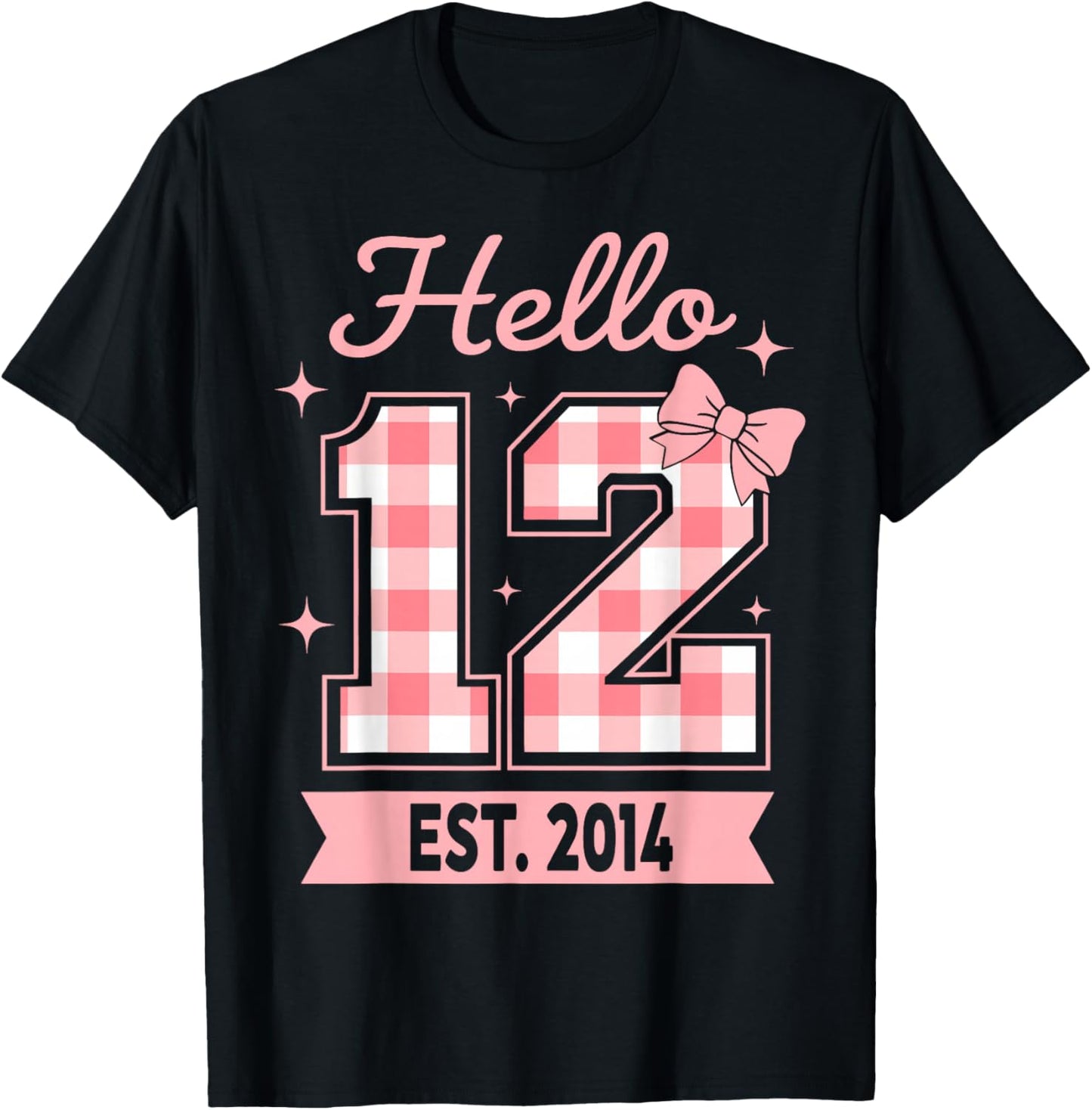 Hello Twelve Est 2014 Coquette 12th Birthday Girl T-Shirt - T-Shirt | Black
