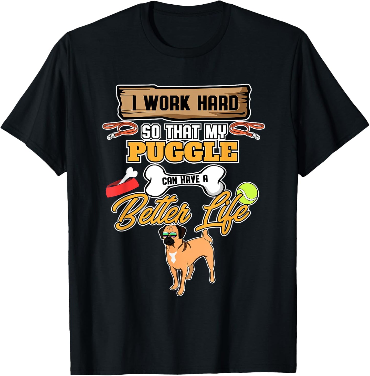 Puggle Lover I Dog Lover I Funny Puggle T-Shirt - T-Shirt | Black