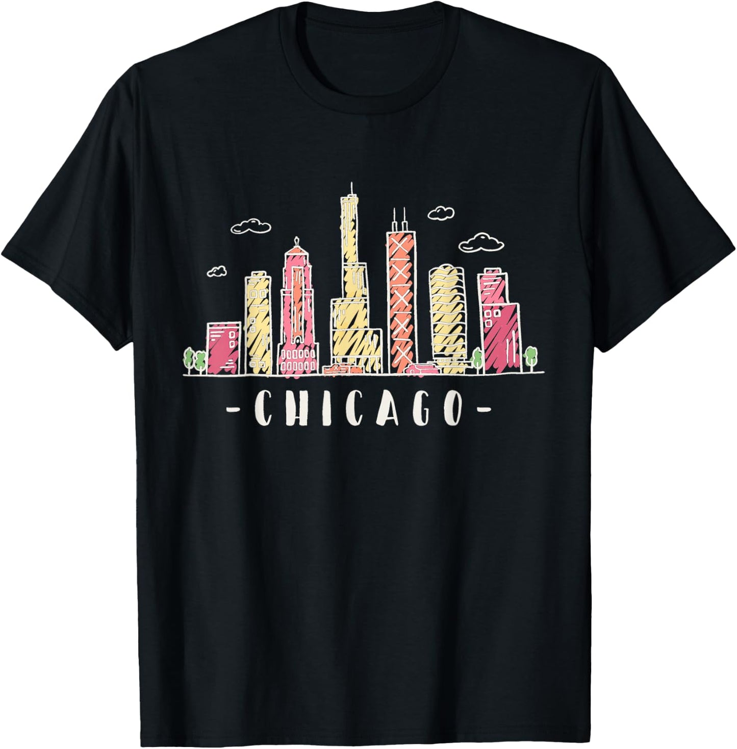 Chicago Skyline Illinois Vintage T-Shirt - T-Shirt | Black