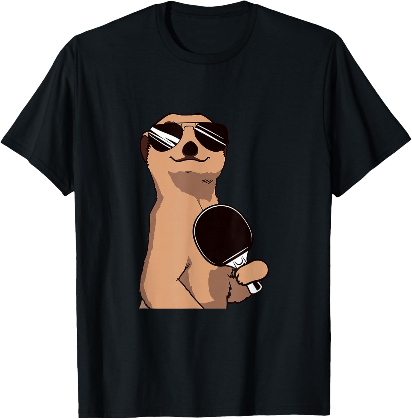 Meerkat Table Tennis Table Tennis Player , black T-Shirt - T-Shirt | Black