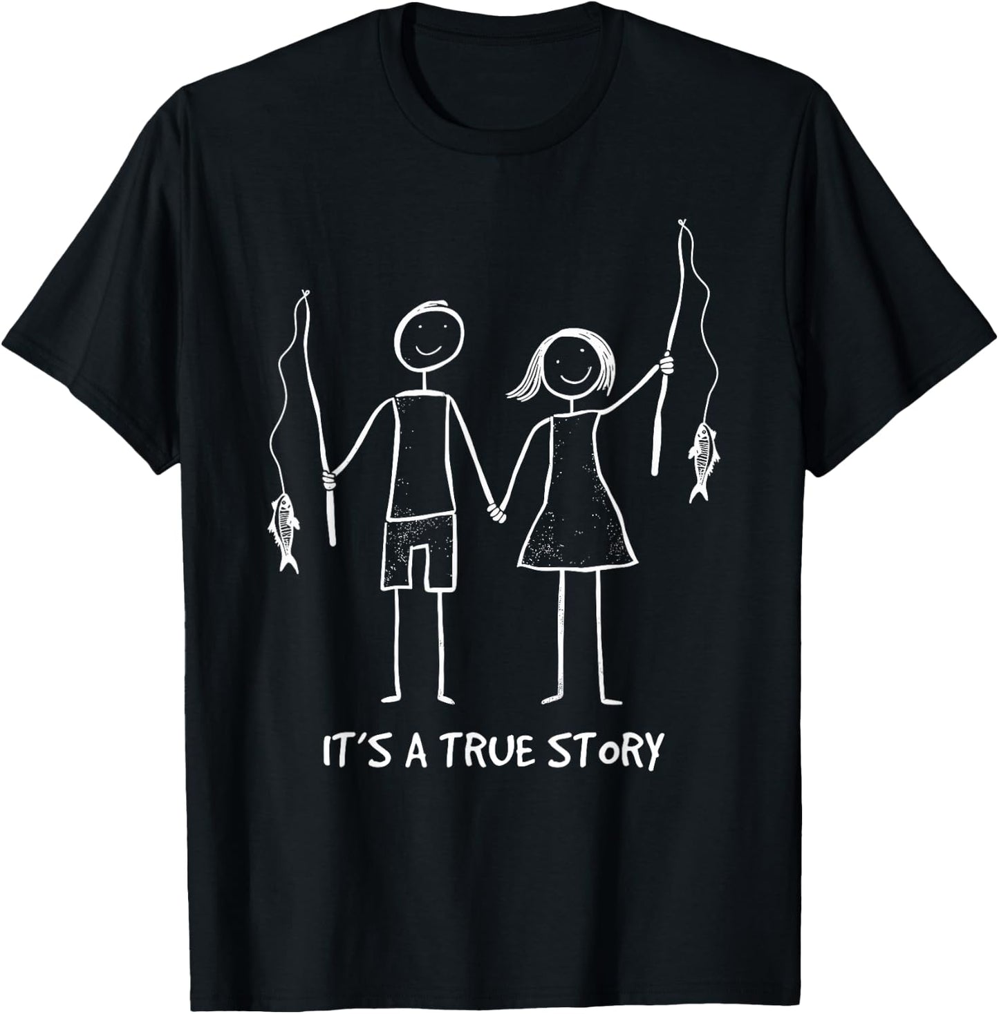It's a True Story Of Fishing Couple Matching Boy & Girl T-Shirt - T-Shirt | Black