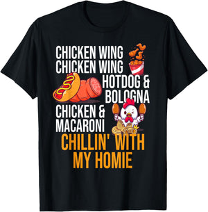 Chicken Wing Chicken Wing Hot Dog And Bologna Men Women Girls Kids T-Shirt - T-Shirt | Black