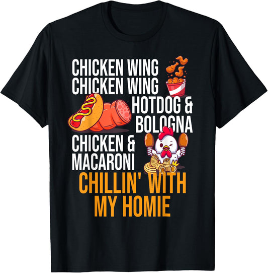 Chicken Wing Chicken Wing Hot Dog And Bologna Men Women Girls Kids T-Shirt - T-Shirt | Black