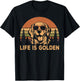 Vintage Golden Retriever Dog Life Is Golden Funny Dog T-Shirt - T-Shirt | Black