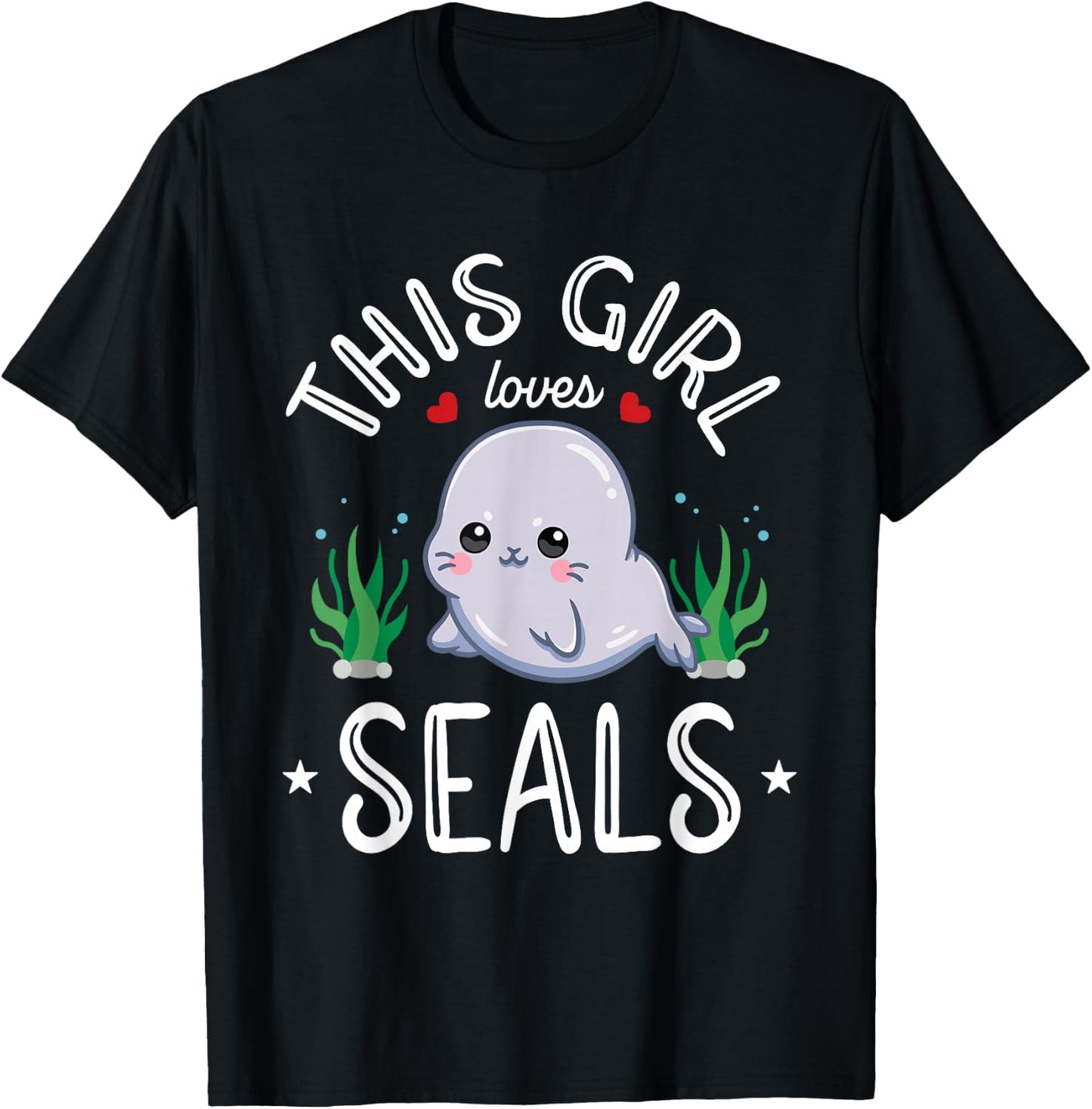 This Girl Loves Seals Cute Kawaii Seal Lover Girls Teens T-Shirt - T-Shirt | Black