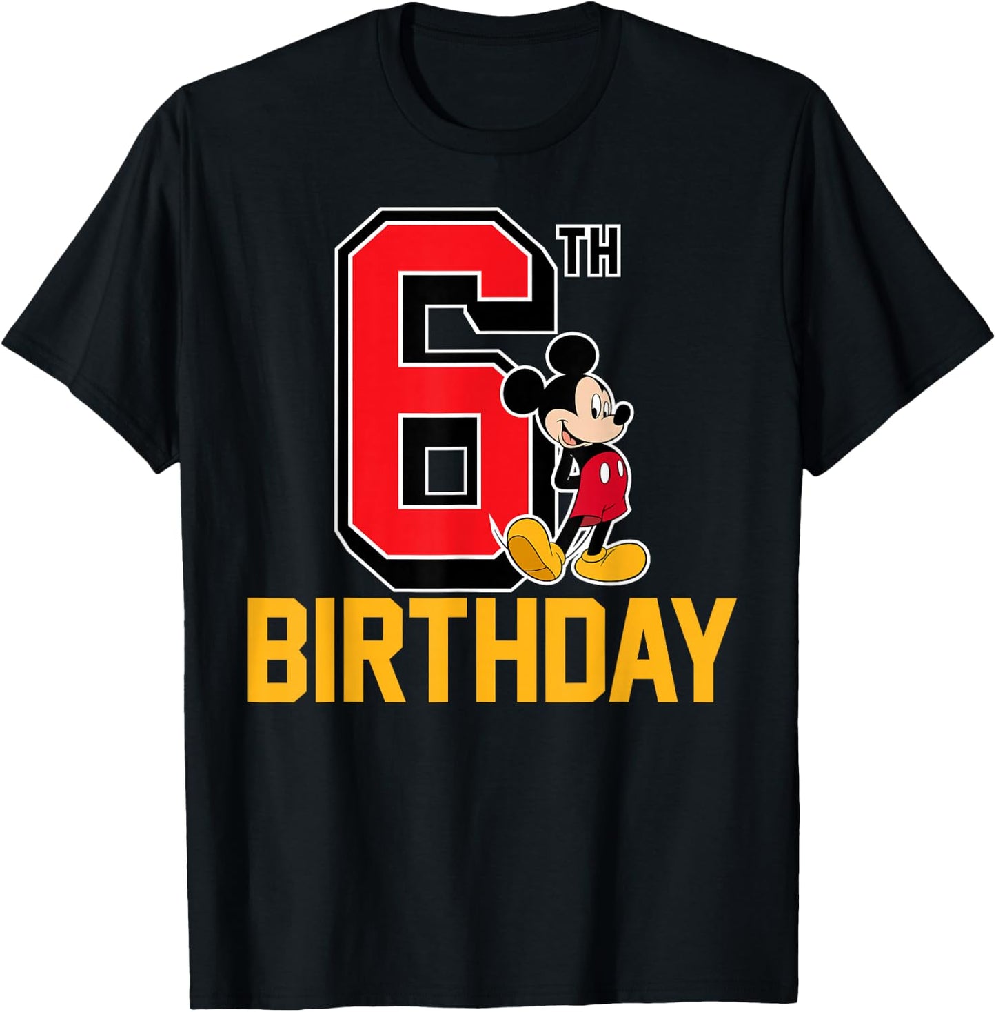Disney - Mickey Mouse My 6th Birthday T-Shirt - T-Shirt | Black