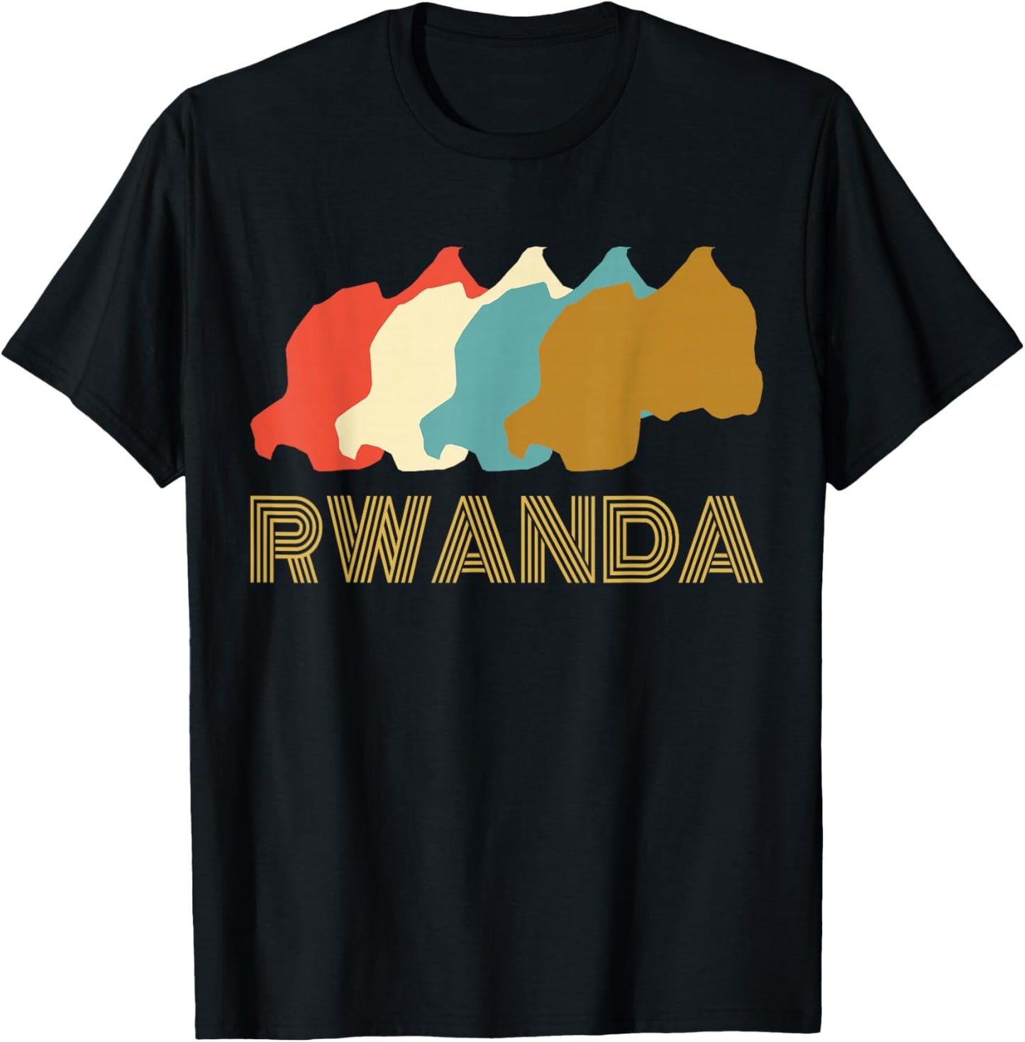Vintage Rwanda , I Love Rwanda Map Shirt T-Shirt - T-Shirt | Black