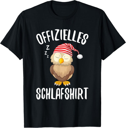 Official Sleep Shirt Owl Sleeping Saying , black T-Shirt - T-Shirt | Black