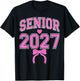 Senior 2027 Class of 2027 Coquette Pink Bow Graduation 2027 T-Shirt - T-Shirt | Black