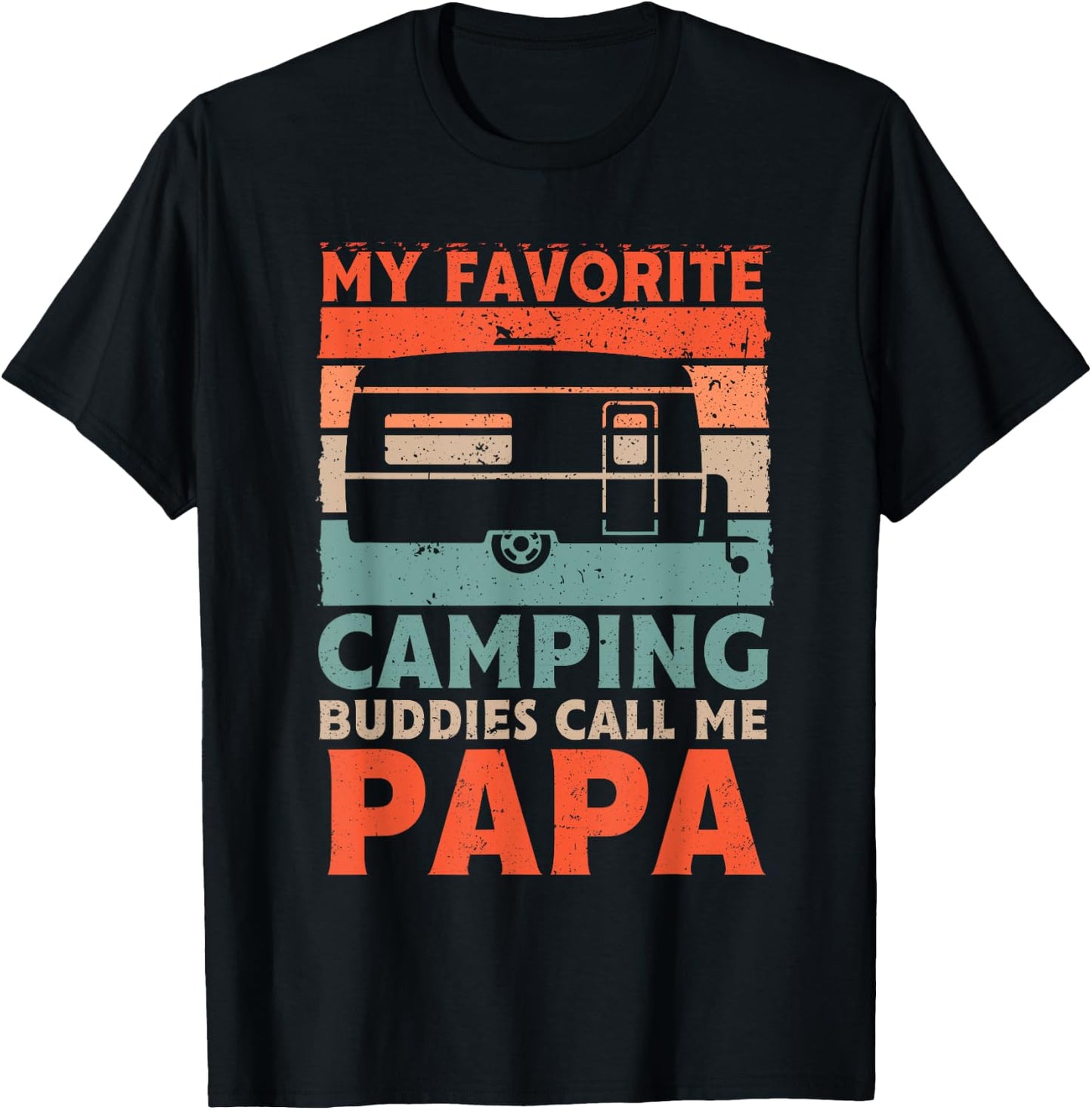 My Favorite Camping Buddies Call Me Papa Vintage Fathers Day T-Shirt - T-Shirt | Black