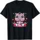 Cute Japanese Kawaii Style Hippo Drinking Strawberry Milk T-Shirt - T-Shirt | Black