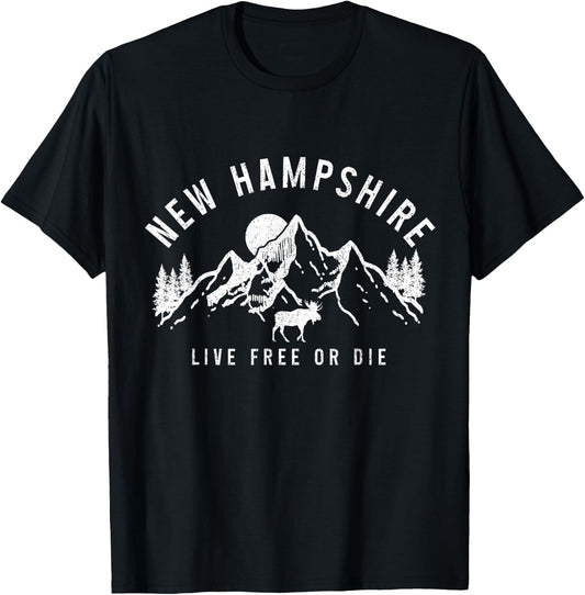 New Hampshire Vintage Pride Mountains Moose T-Shirt - T-Shirt | Black