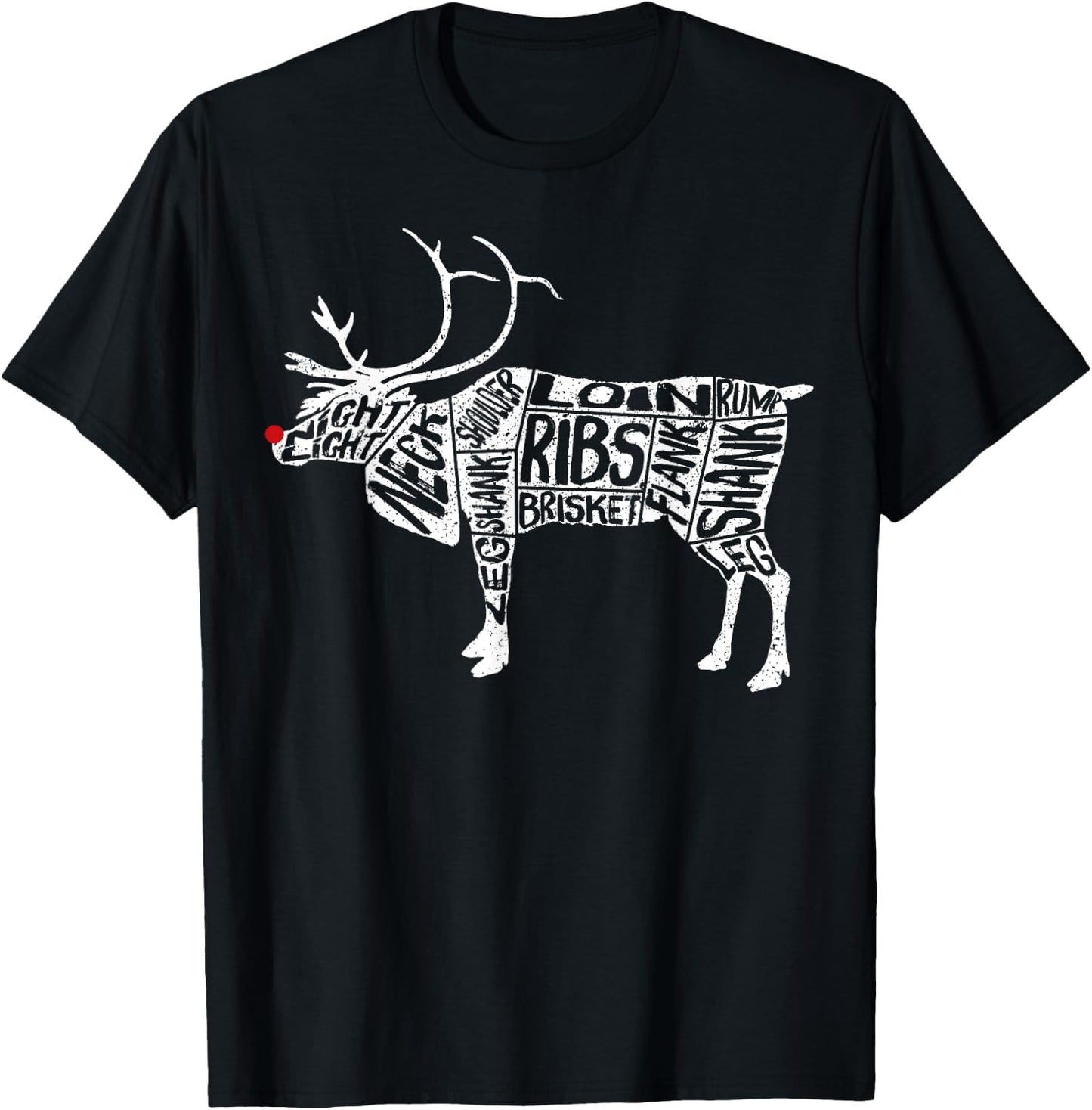 Funny Deer - Hunters Cuts of Meat Rudolph Reindeer T-Shirt - T-Shirt | Black