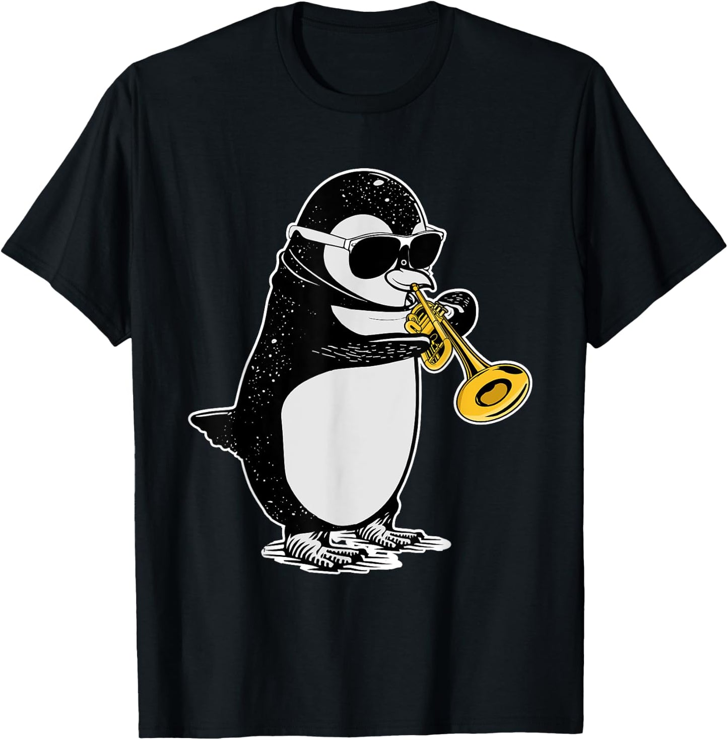 Trumpet Player Penguin Lover Kids Musician Trumpet T-Shirt - T-Shirt | Black