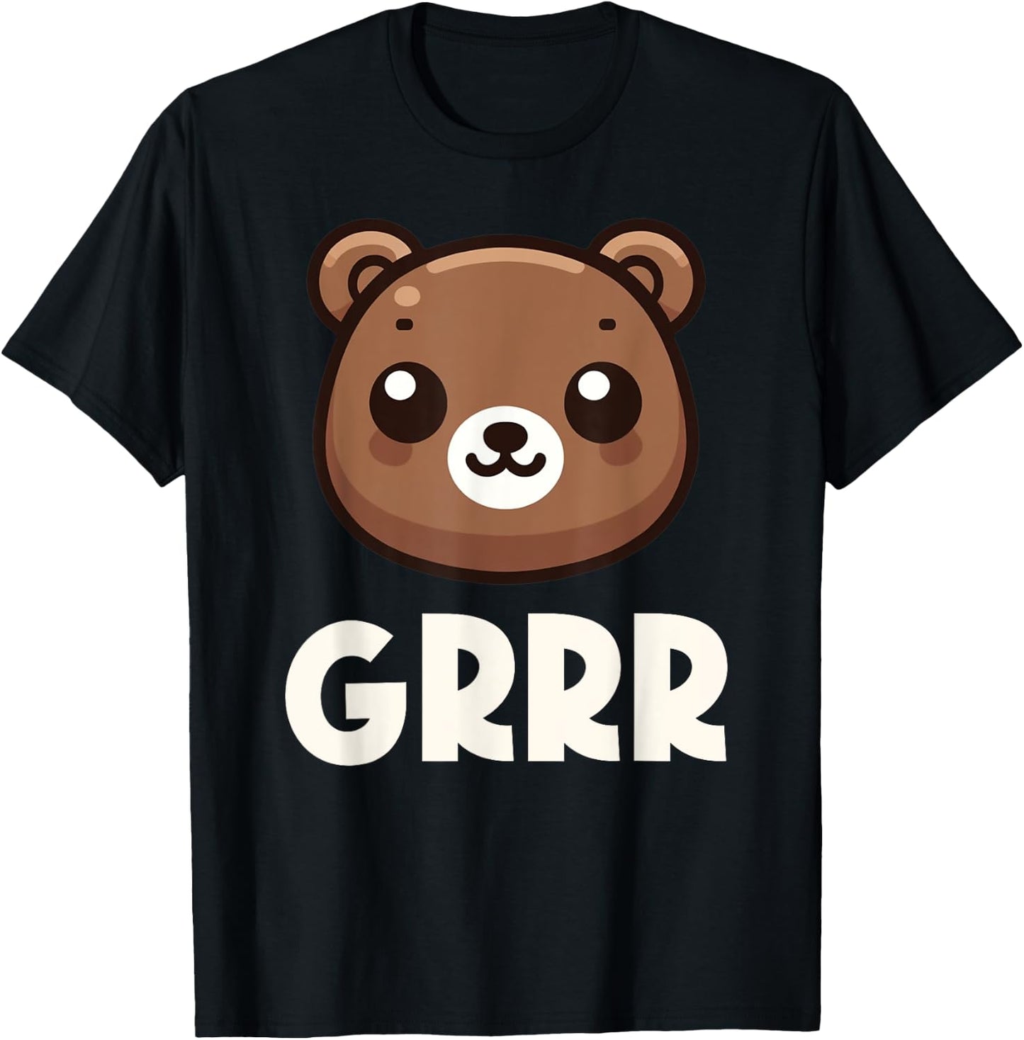 Cute Kawaii Bear Grr Kids Boys Girls Graphic T-Shirt - T-Shirt | Black