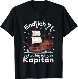 Kinder 7. Geburtstag Piraten Endlich 7 Junge 7 Jahre Piratenschiff T-Shirt - T-Shirt | Black