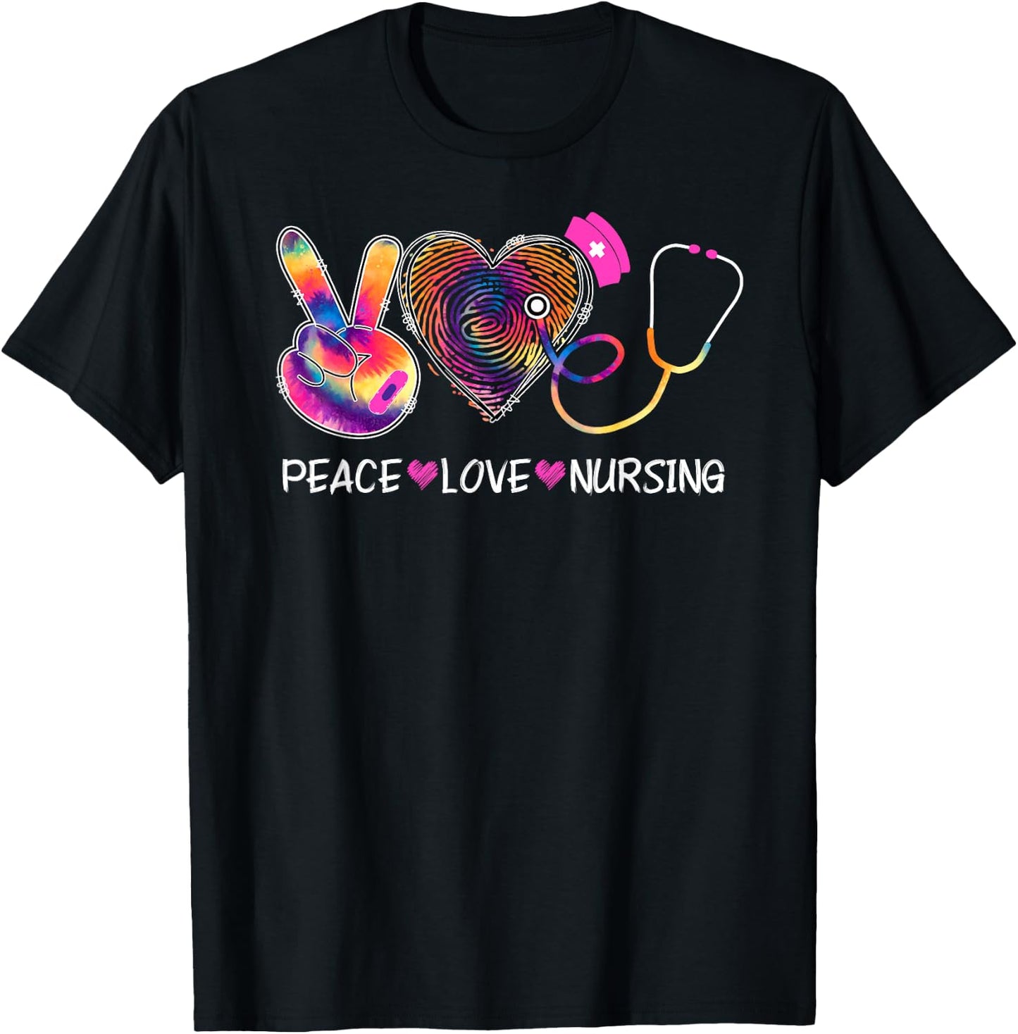 Peace Love Nursing Happy Nurse Week Day On May T-Shirt - T-Shirt | Black