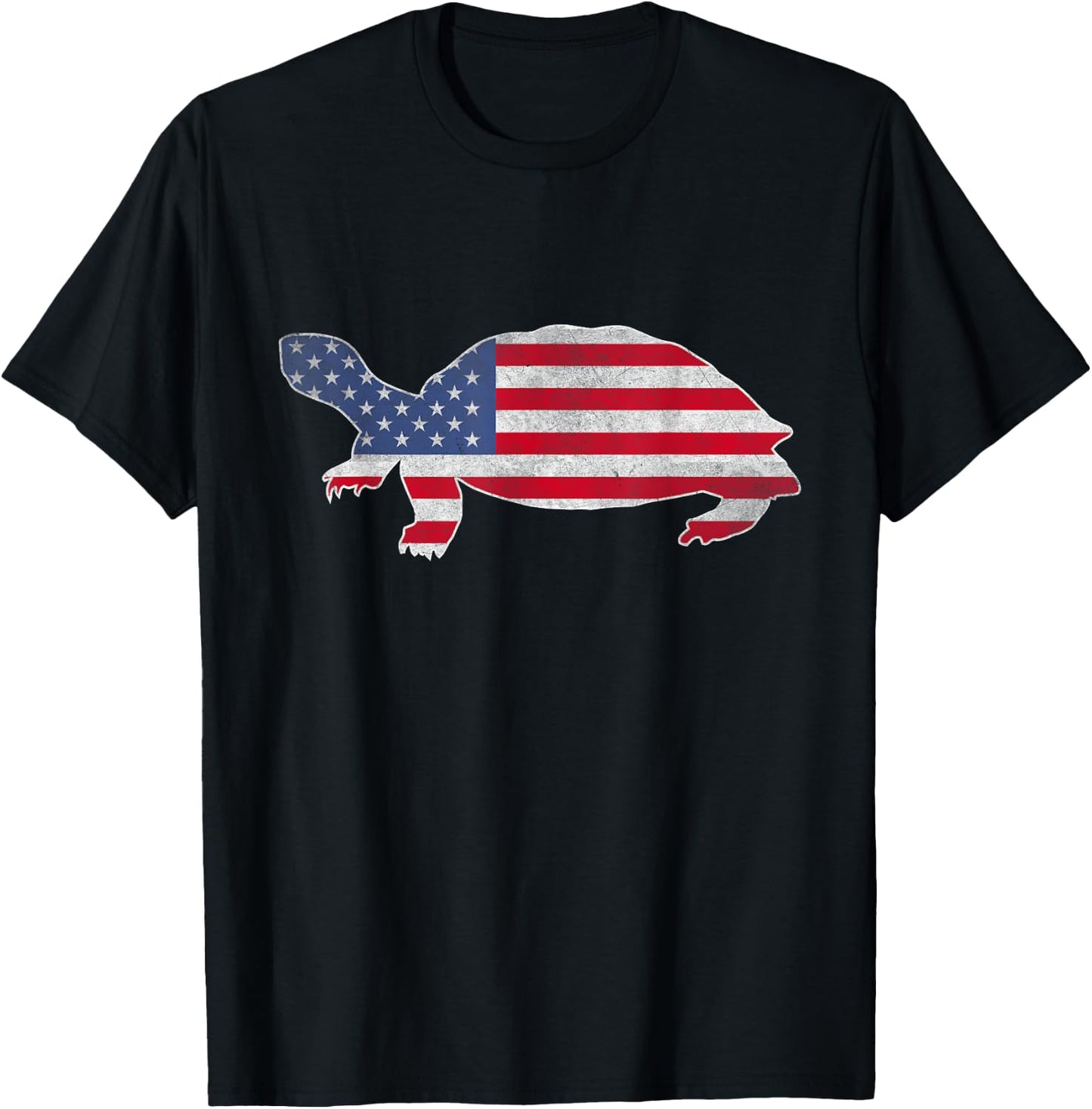 Patriotic Tortoise 4th Of July Men Women American US Flag T-Shirt - T-Shirt | Black