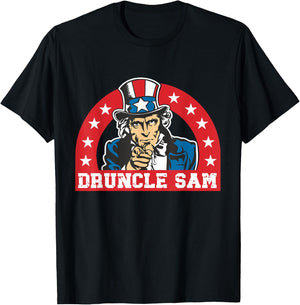 Druncle Sam Funny Uncle Sam USA American 4th of July Hat Women Men T-Shirt - T-Shirt | Black
