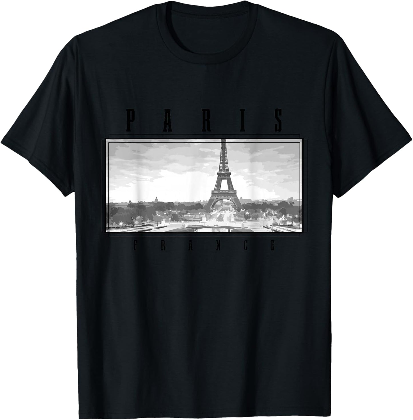 Paris Eiffel Tower Skyline Vintage Souvenir France T-Shirt - T-Shirt | Black