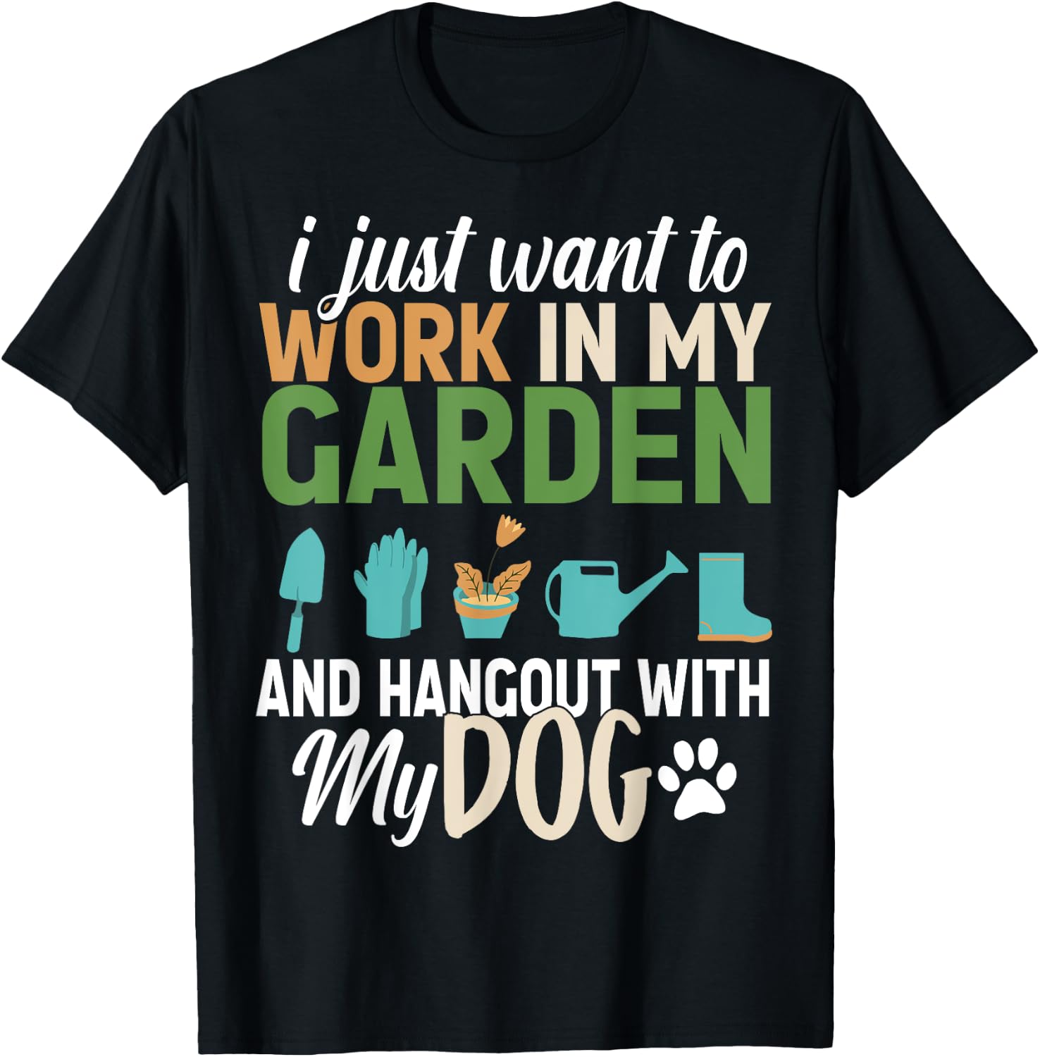Gardening Dog Lover Gardener Garden Pet Lovers Men Women Kids T-Shirt - T-Shirt | Black